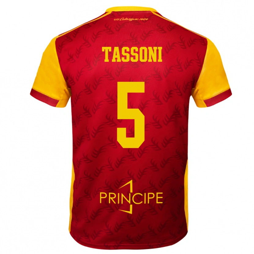 DanxenキッズRaul Tassoni#5黄色と赤ホームシャツ2025/26ジャージーユニフォーム