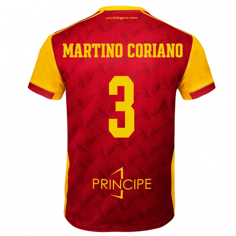 DanxenキッズMatteo Martino Coriano#3黄色と赤ホームシャツ2025/26ジャージーユニフォーム