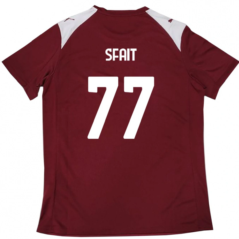 DanxenキッズAndres Sfait#77バーガンディと白ホームシャツ2025/26ジャージーユニフォーム