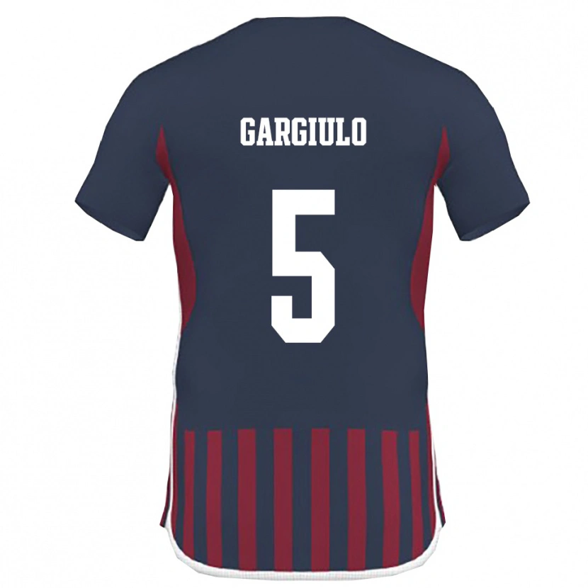 DanxenキッズMario Gargiulo#5紺と赤ホームシャツ2025/26ジャージーユニフォーム