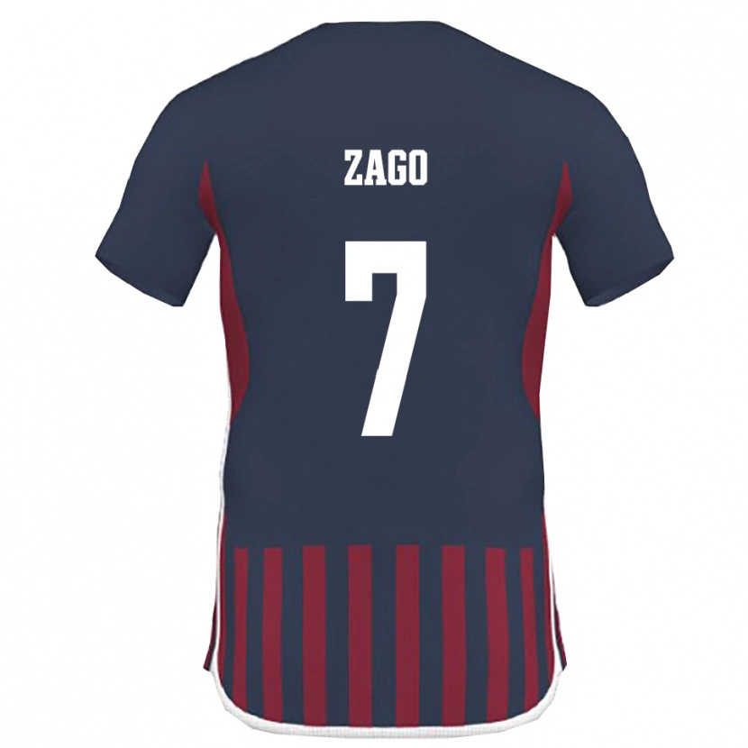 DanxenキッズFederico Zago#7紺と赤ホームシャツ2025/26ジャージーユニフォーム