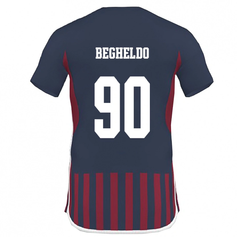 DanxenキッズGianmarco Begheldo#90紺と赤ホームシャツ2025/26ジャージーユニフォーム