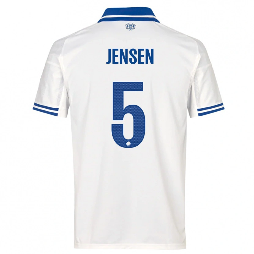 DanxenキッズEmma Jensen#5白と青ホームシャツ2025/26ジャージーユニフォーム