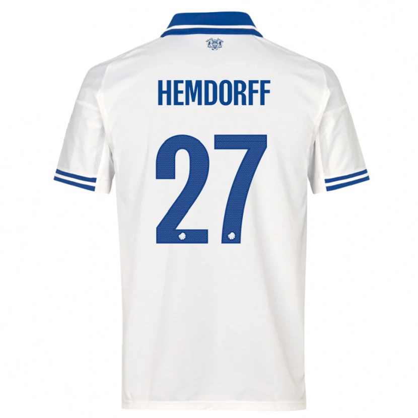 DanxenキッズMathilde Hemdorff#27白と青ホームシャツ2025/26ジャージーユニフォーム