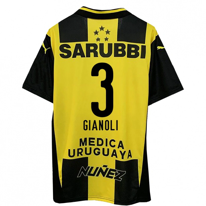 DanxenキッズMartín Gianoli#3黄色と黒ホームシャツ2025/26ジャージーユニフォーム