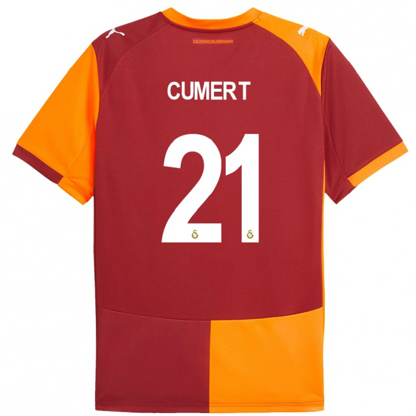DanxenキッズEcem Cumert#21赤とオレンジホームシャツ2025/26ジャージーユニフォーム