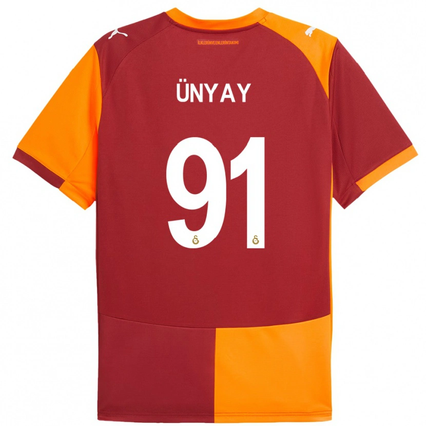 DanxenキッズArda Ünyay#91赤とオレンジホームシャツ2025/26ジャージーユニフォーム