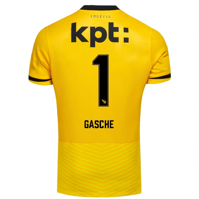 DanxenキッズBastian Gasche#1黄色と黒ホームシャツ2025/26ジャージーユニフォーム