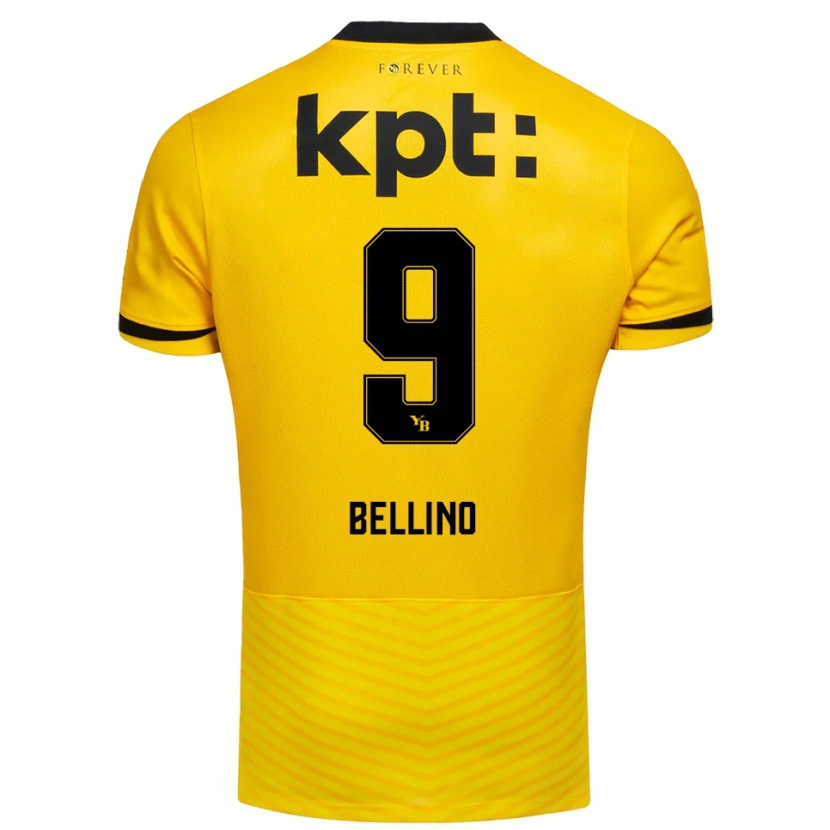 DanxenキッズMattia Bellino#9黄色と黒ホームシャツ2025/26ジャージーユニフォーム