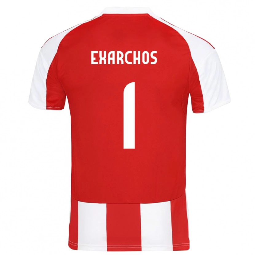 DanxenキッズAlexandros Exarchos#1赤と白ホームシャツ2025/26ジャージーユニフォーム