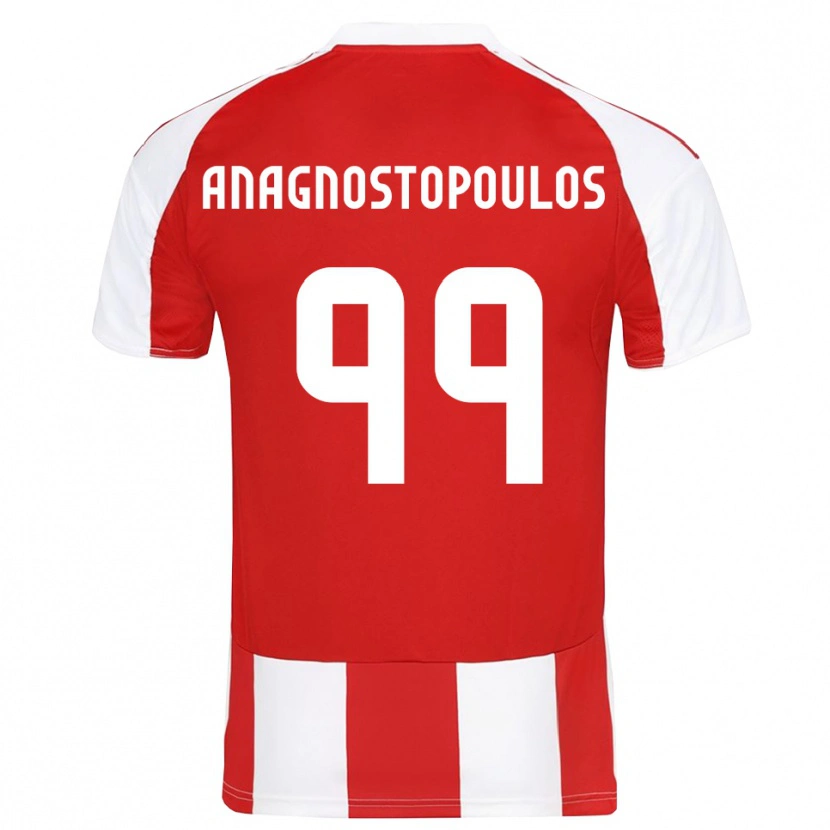 DanxenキッズAlexandros Anagnostopoulos#99赤と白ホームシャツ2025/26ジャージーユニフォーム