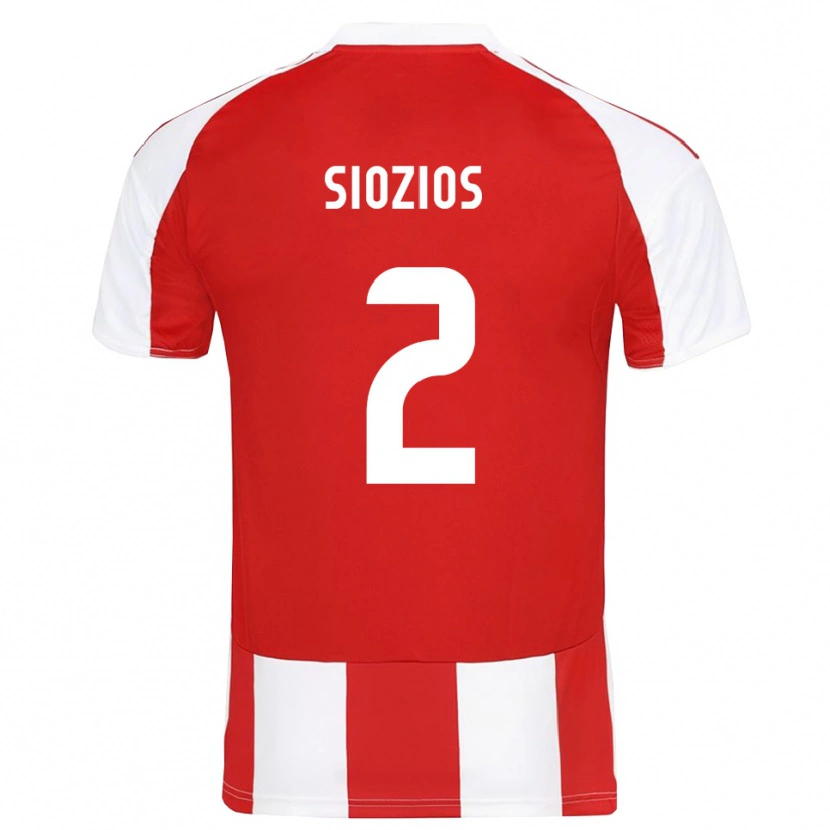 DanxenキッズGeorgios Siozios#2赤と白ホームシャツ2025/26ジャージーユニフォーム