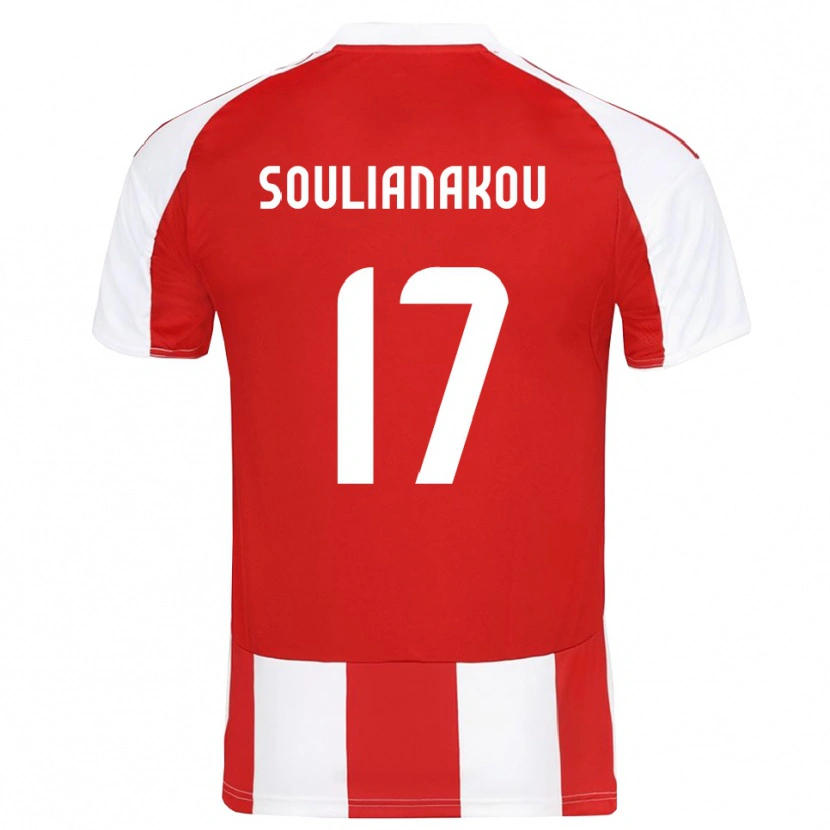 DanxenキッズStelio Soulianakou#17赤と白ホームシャツ2025/26ジャージーユニフォーム