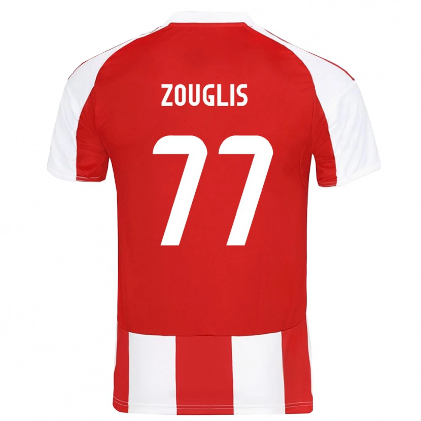 DanxenキッズNikolaos Zouglis#77赤と白ホームシャツ2025/26ジャージーユニフォーム