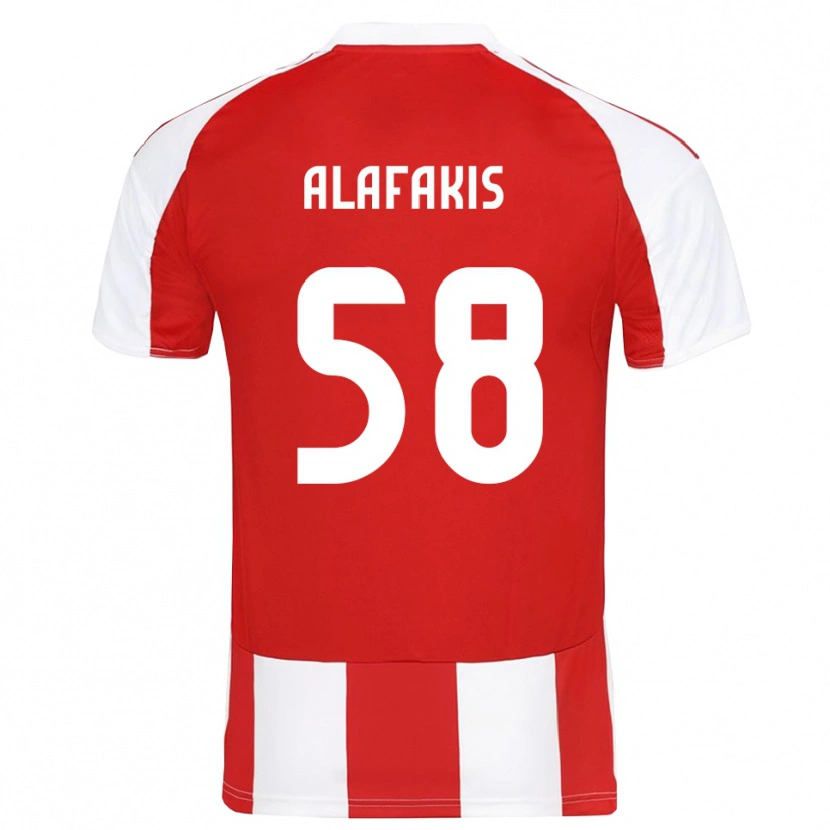 DanxenキッズNektarios Alafakis#58赤と白ホームシャツ2025/26ジャージーユニフォーム