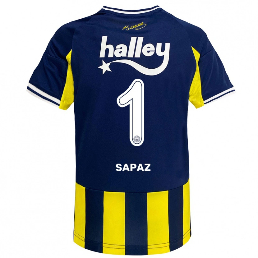 DanxenキッズKuzey Sapaz#1黄色、紺、白ホームシャツ2025/26ジャージーユニフォーム