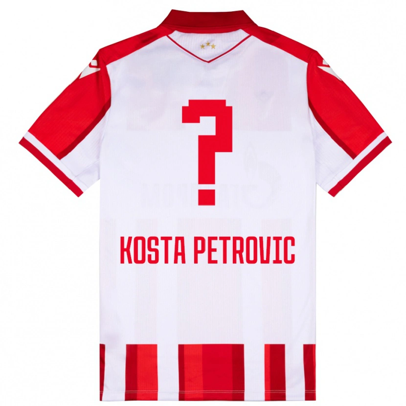 DanxenキッズKosta Petrovic#0赤と白ホームシャツ2025/26ジャージーユニフォーム