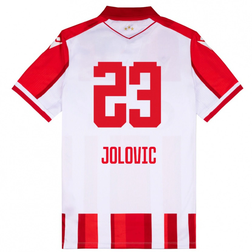 DanxenキッズBogdan Jolovic#23赤と白ホームシャツ2025/26ジャージーユニフォーム