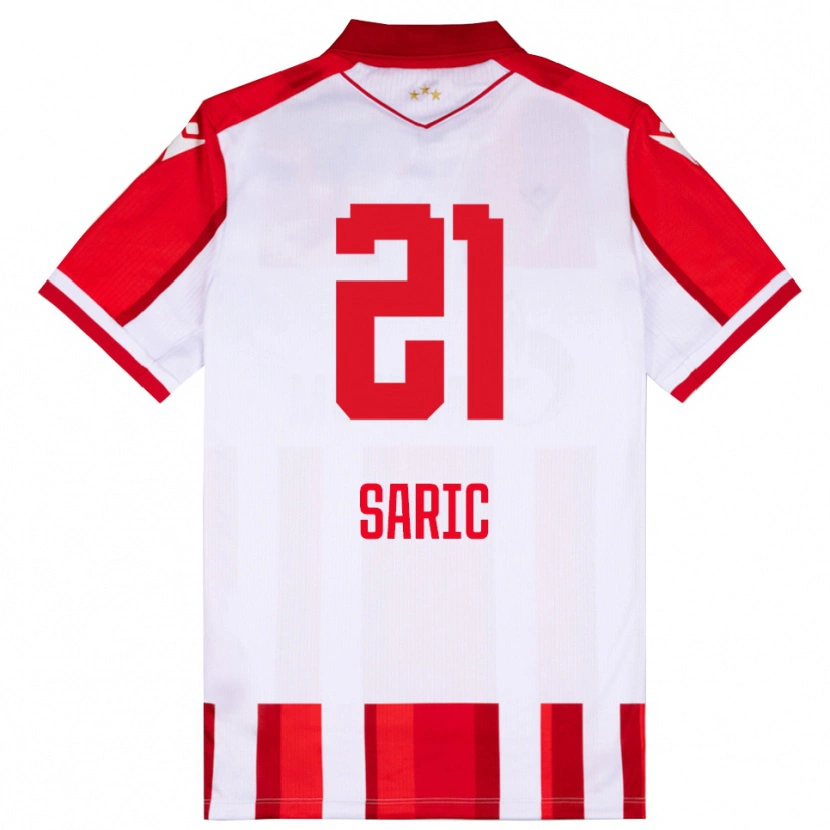 DanxenキッズDimitrije Saric#21赤と白ホームシャツ2025/26ジャージーユニフォーム