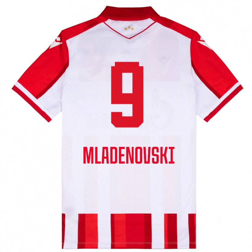 DanxenキッズStefan Mladenovski#9赤と白ホームシャツ2025/26ジャージーユニフォーム