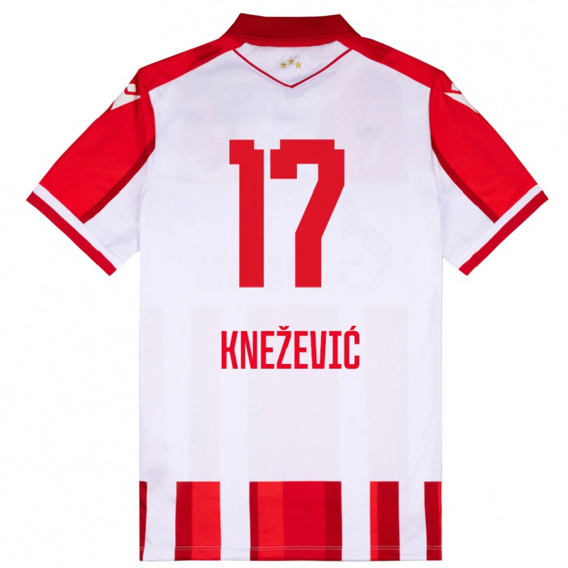 DanxenキッズMinja Knežević#17赤と白ホームシャツ2025/26ジャージーユニフォーム