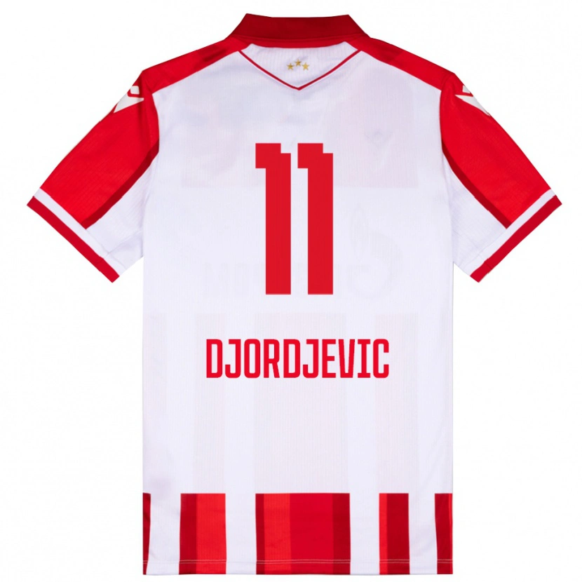 DanxenキッズUros Djordjevic#11赤と白ホームシャツ2025/26ジャージーユニフォーム