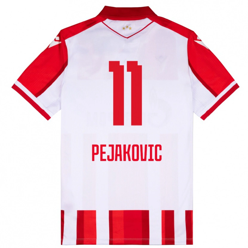 DanxenキッズAndrija Pejakovic#11赤と白ホームシャツ2025/26ジャージーユニフォーム