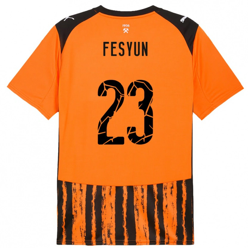 Danxenキッズキリル・フェシウン#23オレンジと黒ホームシャツ2025/26ジャージーユニフォーム
