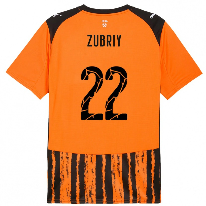 DanxenキッズArtem Zubriy#22オレンジと黒ホームシャツ2025/26ジャージーユニフォーム