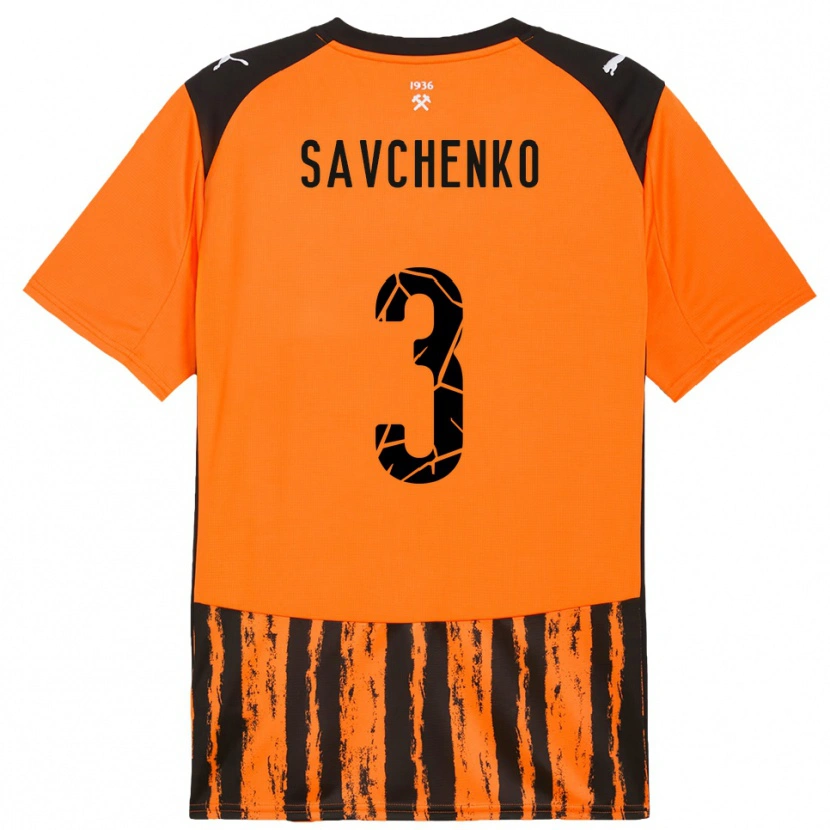 DanxenキッズRoman Savchenko#3オレンジと黒ホームシャツ2025/26ジャージーユニフォーム