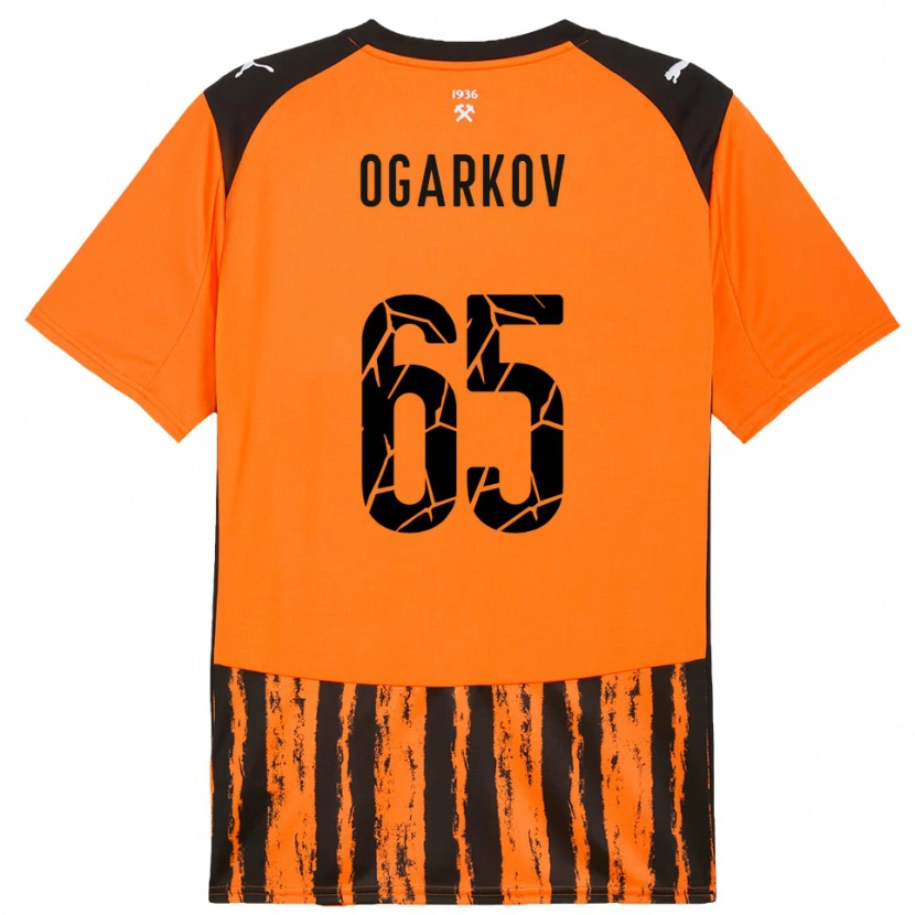 DanxenキッズMykola Ogarkov#65オレンジと黒ホームシャツ2025/26ジャージーユニフォーム