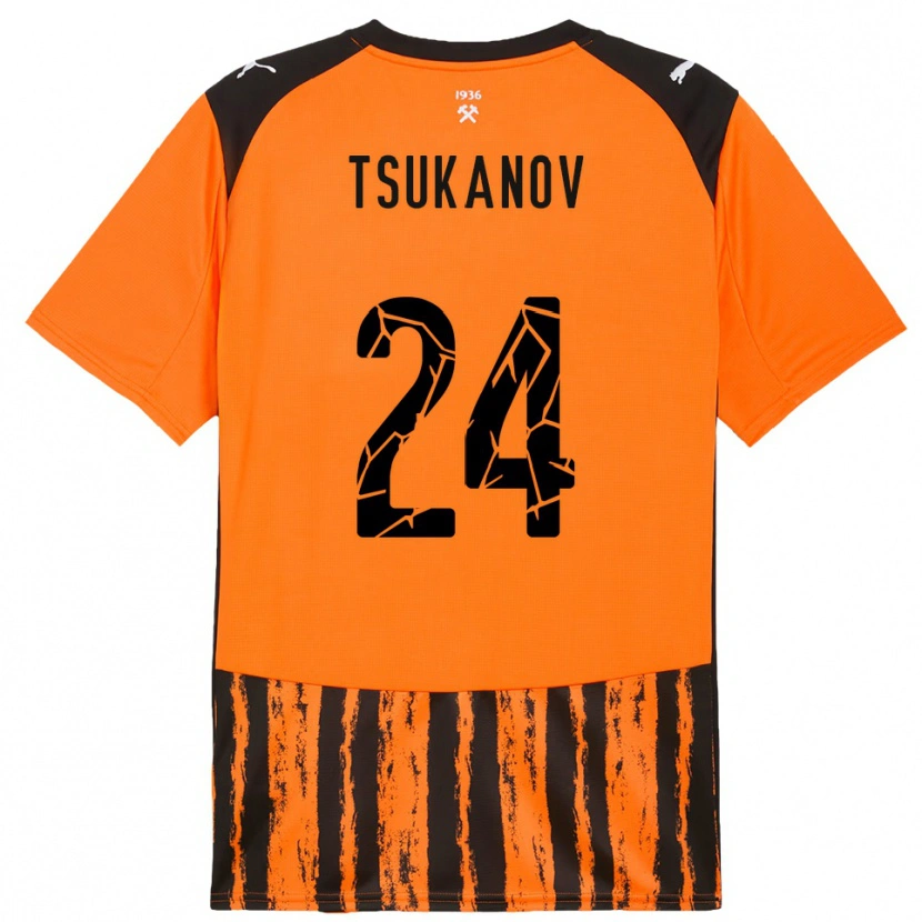 DanxenキッズViktor Tsukanov#24オレンジと黒ホームシャツ2025/26ジャージーユニフォーム