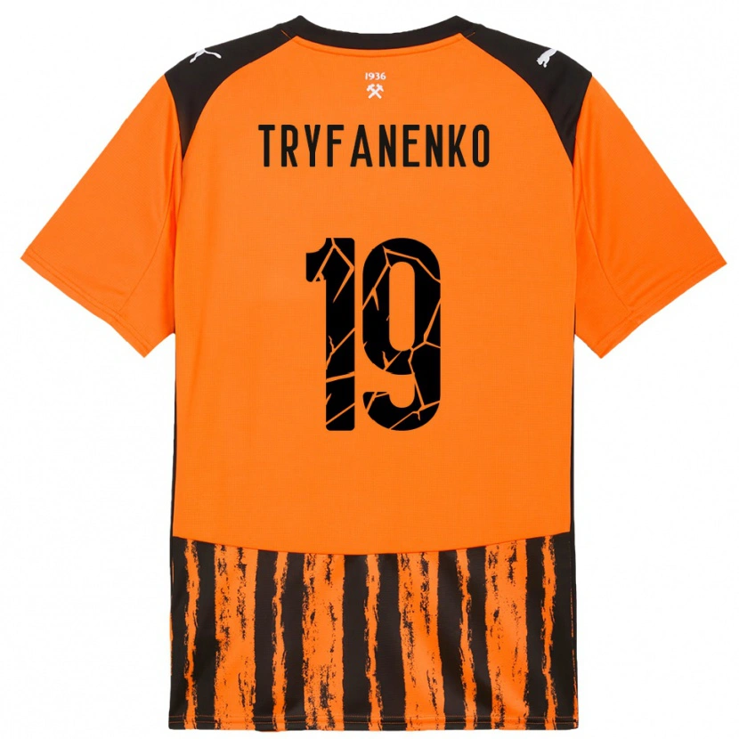 DanxenキッズBogdan Tryfanenko#19オレンジと黒ホームシャツ2025/26ジャージーユニフォーム