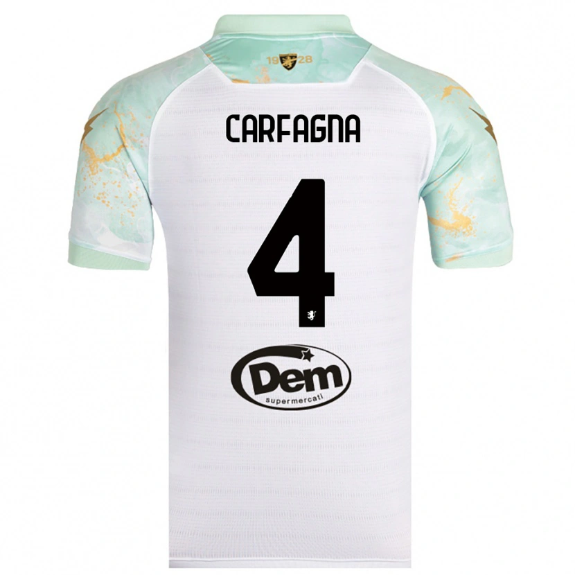 DanxenキッズMatteo Carfagna#4白と黒アウェイシャツ2025/26ジャージーユニフォーム