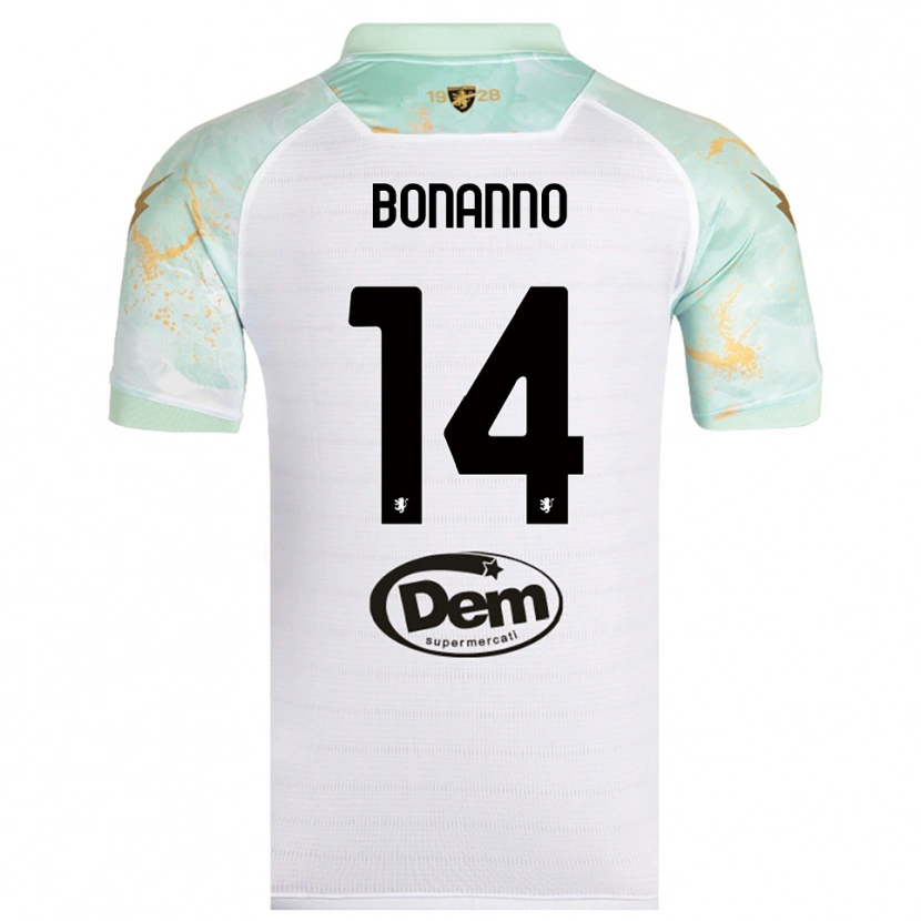 DanxenキッズGiuseppe Bonanno#14白と黒アウェイシャツ2025/26ジャージーユニフォーム