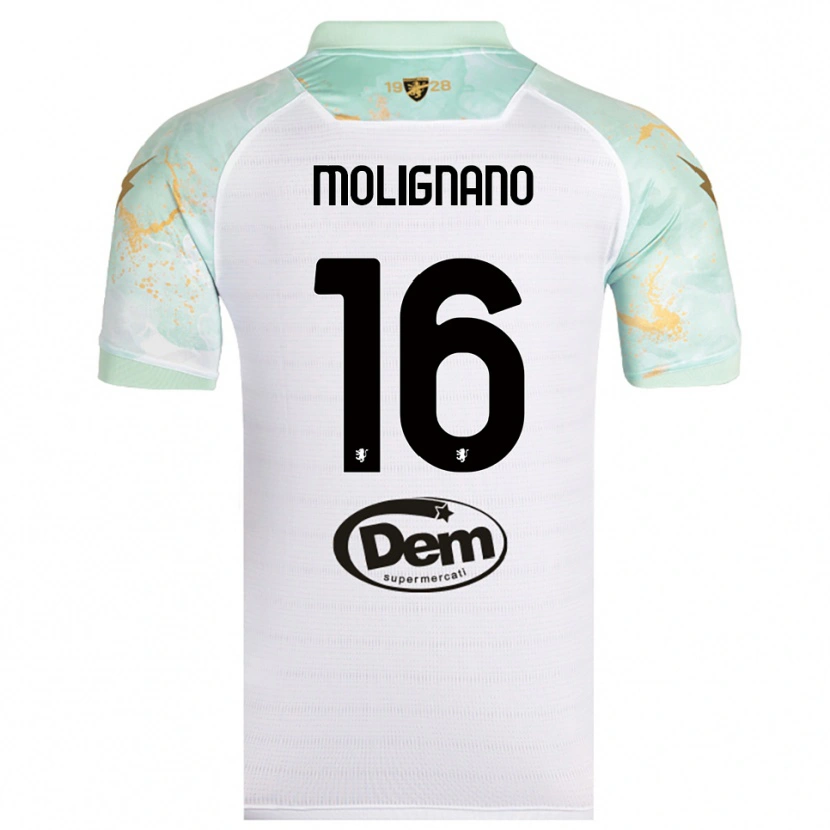DanxenキッズGaetano Molignano#16白と黒アウェイシャツ2025/26ジャージーユニフォーム