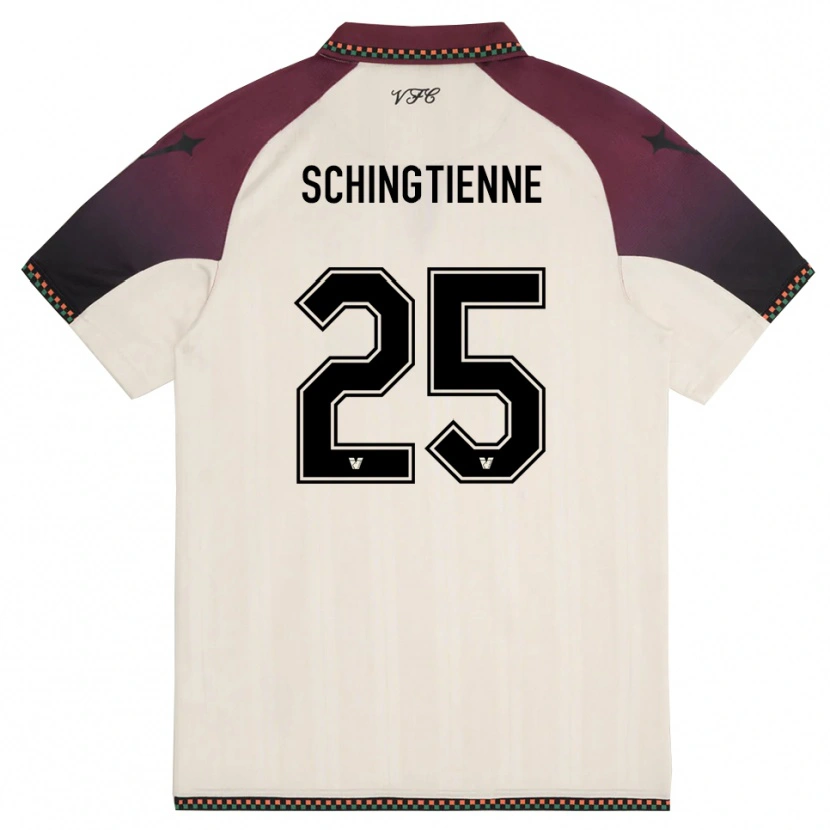 DanxenキッズJoël Schingtienne#25クリームとバーガンディアウェイシャツ2025/26ジャージーユニフォーム