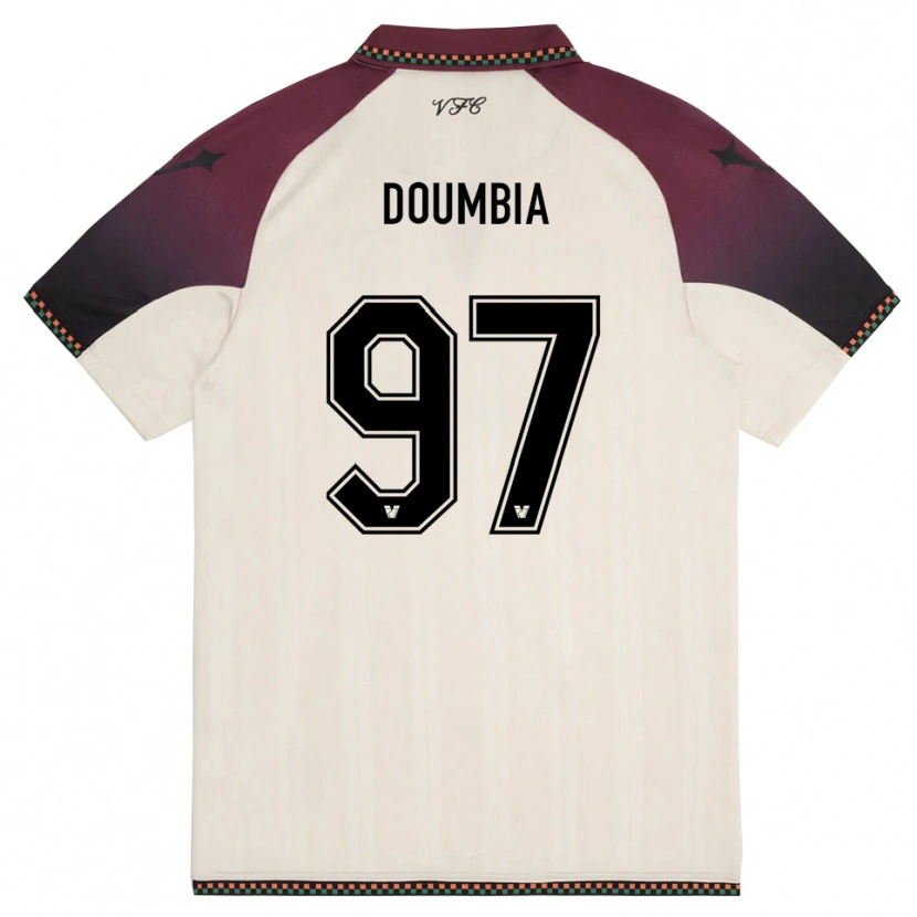 DanxenキッズIssa Doumbia#97クリームとバーガンディアウェイシャツ2025/26ジャージーユニフォーム