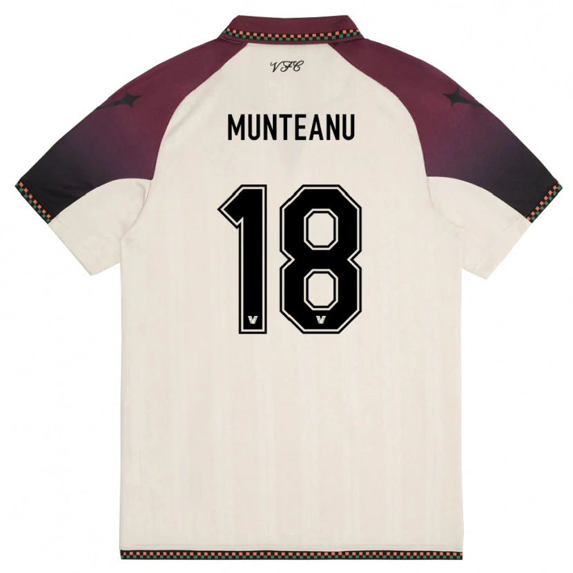 DanxenキッズDenis Munteanu#18クリームとバーガンディアウェイシャツ2025/26ジャージーユニフォーム