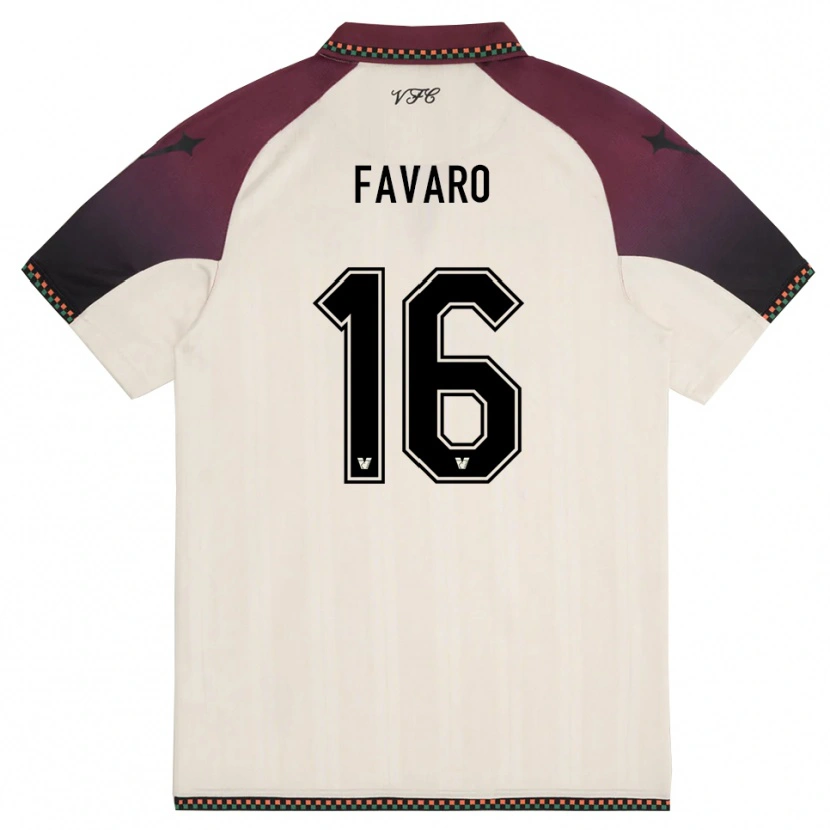 DanxenキッズFederico Favaro#16クリームとバーガンディアウェイシャツ2025/26ジャージーユニフォーム