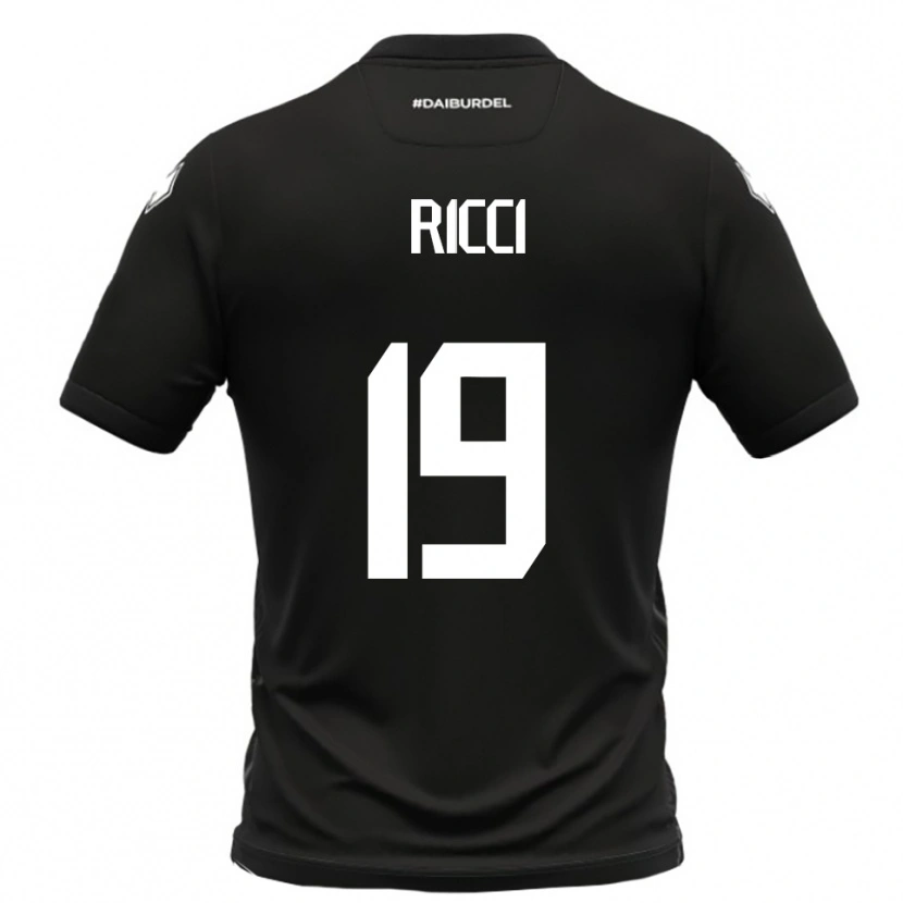 DanxenキッズGabriele Ricci#19黒と白アウェイシャツ2025/26ジャージーユニフォーム
