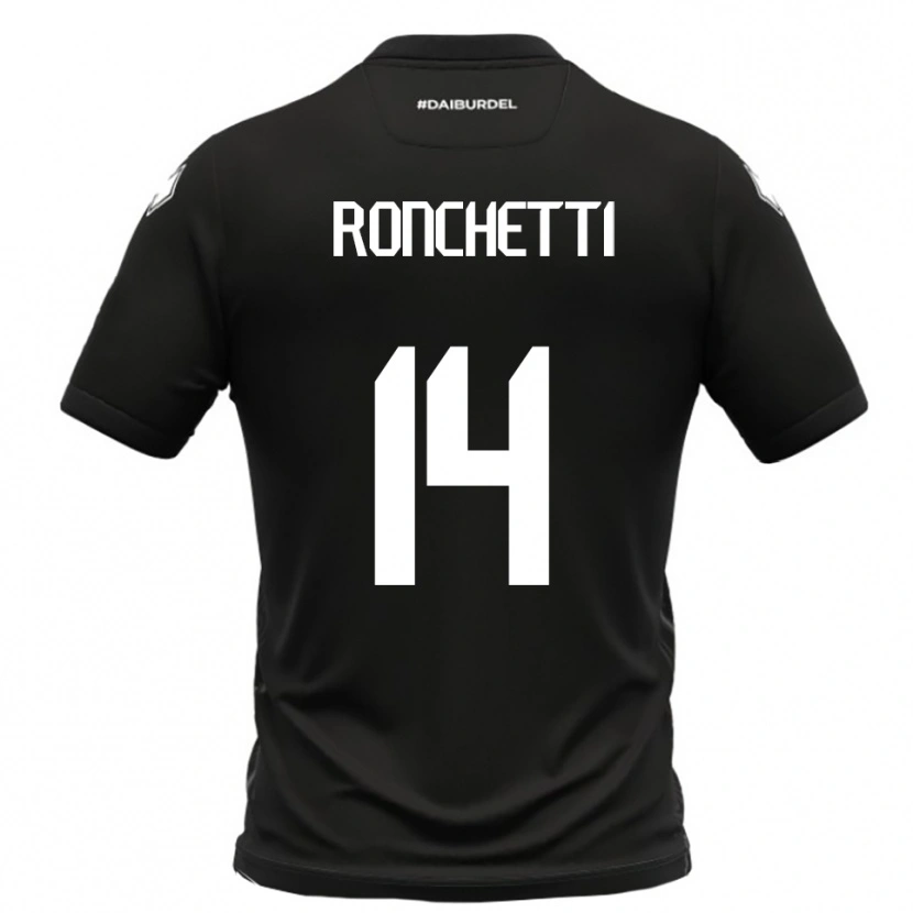 DanxenキッズFilippo Ronchetti#14黒と白アウェイシャツ2025/26ジャージーユニフォーム