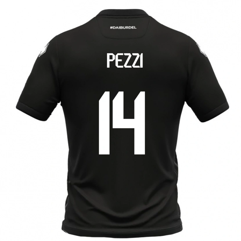 DanxenキッズAlessandro Pezzi#14黒と白アウェイシャツ2025/26ジャージーユニフォーム