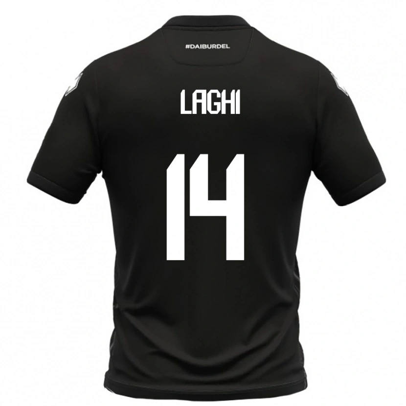DanxenキッズRiccardo Laghi#14黒と白アウェイシャツ2025/26ジャージーユニフォーム