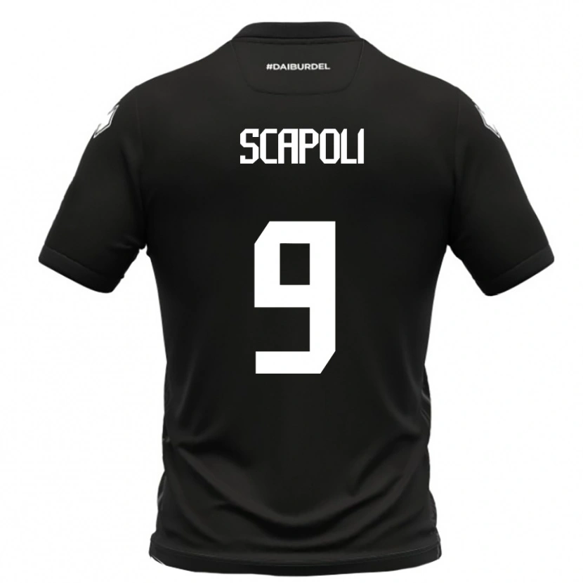 DanxenキッズFrancesco Scapoli#9黒と白アウェイシャツ2025/26ジャージーユニフォーム