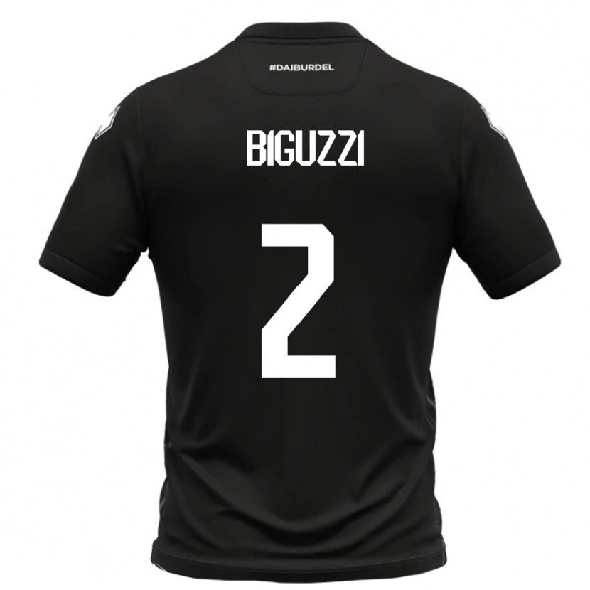 DanxenキッズRiccardo Biguzzi#2黒と白アウェイシャツ2025/26ジャージーユニフォーム