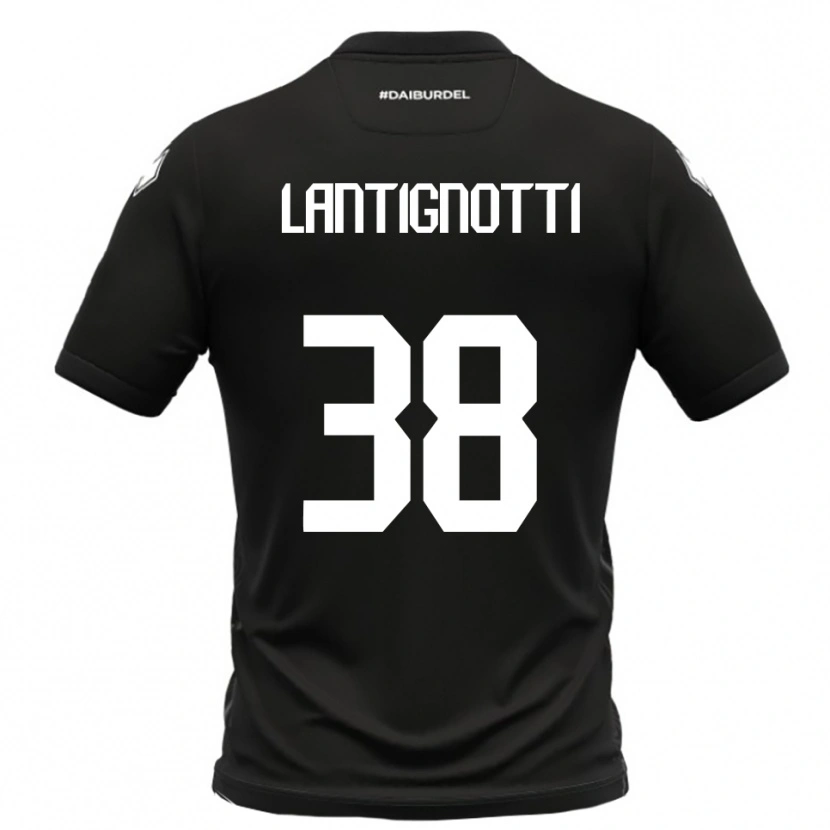 DanxenキッズAndrea Lantignotti#38黒と白アウェイシャツ2025/26ジャージーユニフォーム