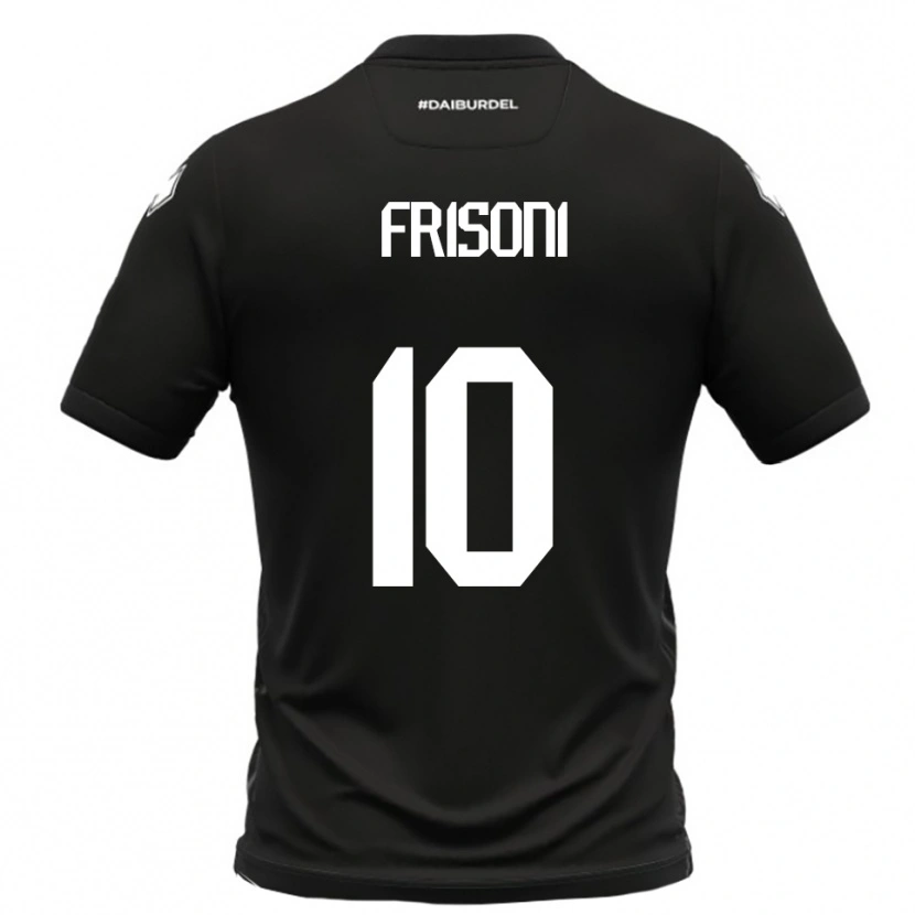 DanxenキッズRiccardo Frisoni#10黒と白アウェイシャツ2025/26ジャージーユニフォーム
