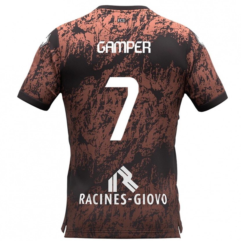 DanxenキッズHannes Gamper#7茶 黒アウェイシャツ2025/26ジャージーユニフォーム