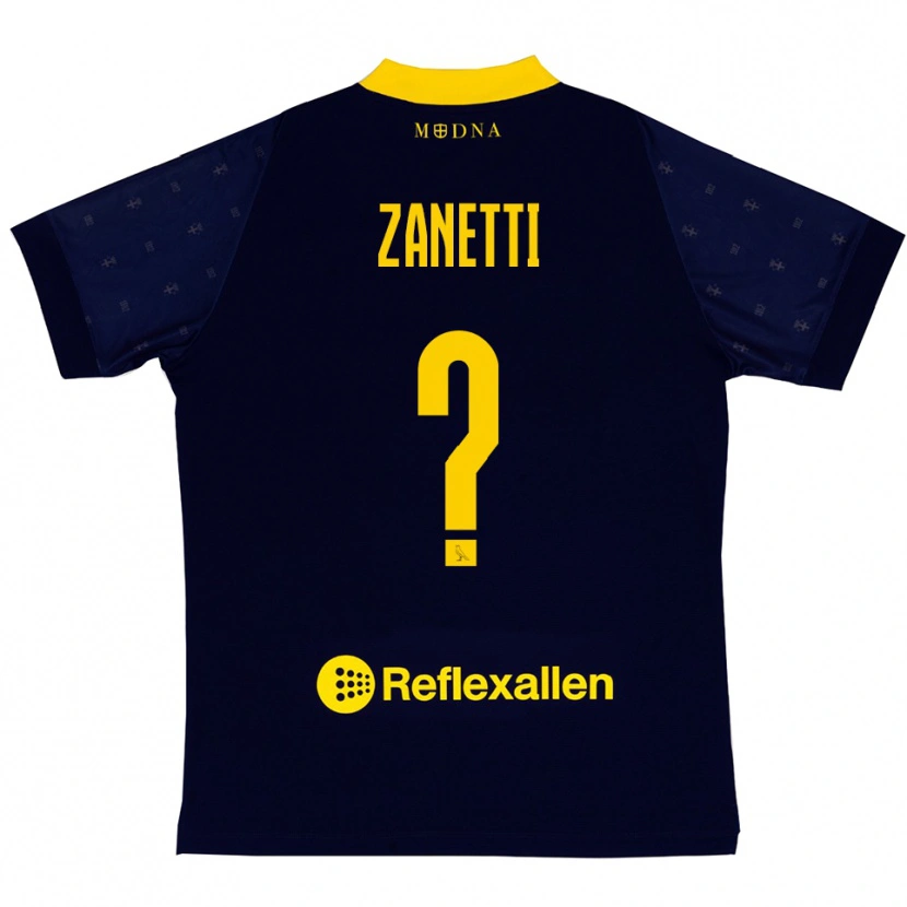 DanxenキッズMatteo Zanetti#0紺と黄色アウェイシャツ2025/26ジャージーユニフォーム